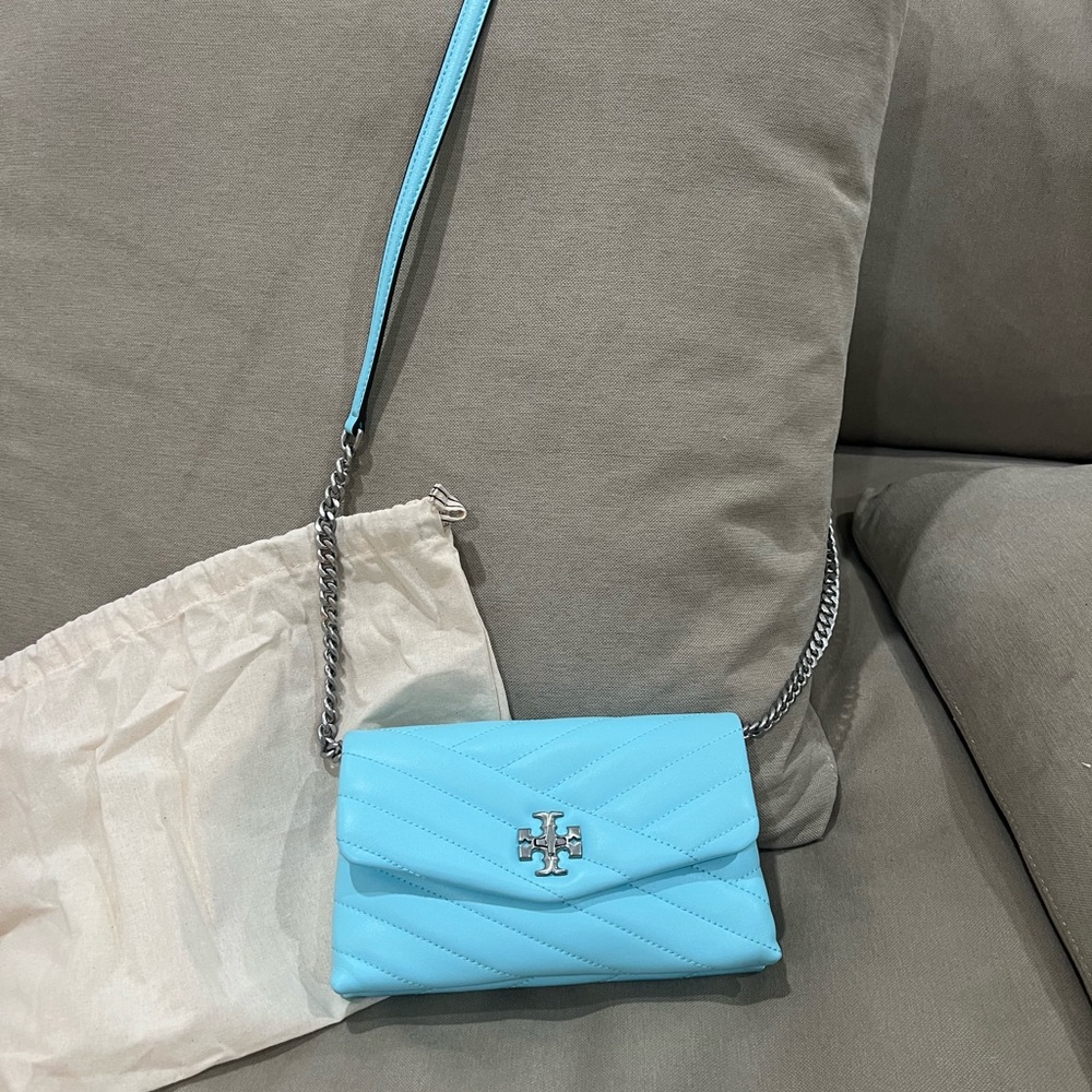 Tory Burch Blue Crossbody Bag with Decorative Flap